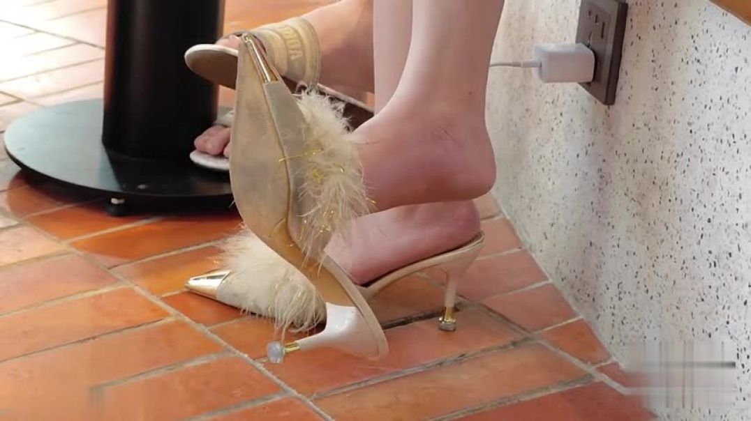 dangling fluffy mules